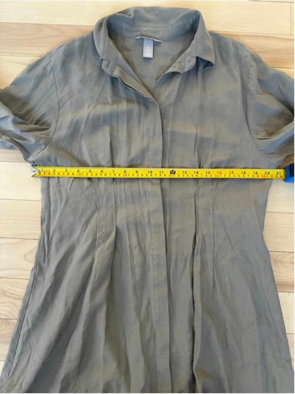 H&M Grey Office Siren Shirt Dress Midi Button Up Minimalist Size L - Picture 5 of 9